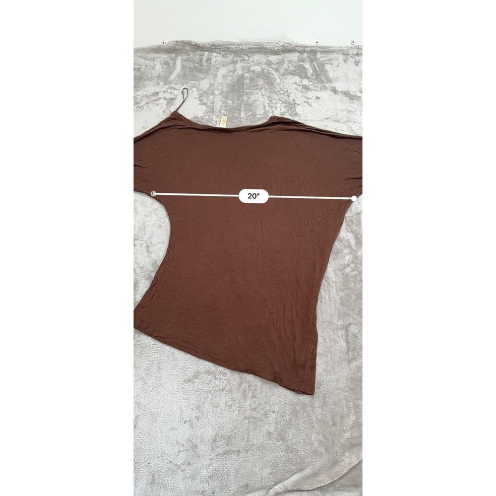 Ambiance Apparel Blouse Women's Size Large Brown Asymmetrical 1/2 Sleeve - Picture 4 of 5